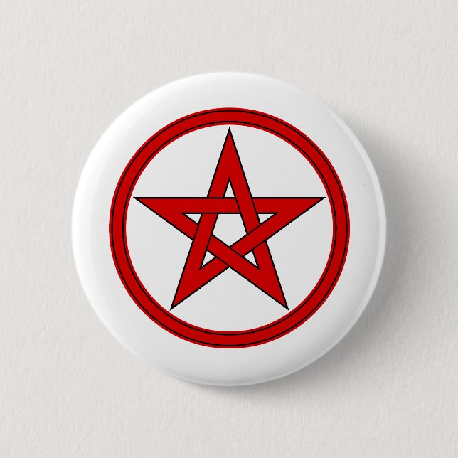 Rotes u. schwarzes Pentagramm Button (Vorderseite)