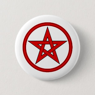 Rotes u. schwarzes Pentagramm Button