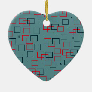 Rotes und Aquamarines Squares Delight Keramik Ornament