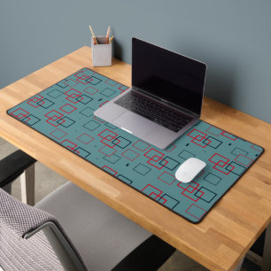 Rotes und Aquamarines Squares Delight Schreibtischunterlage