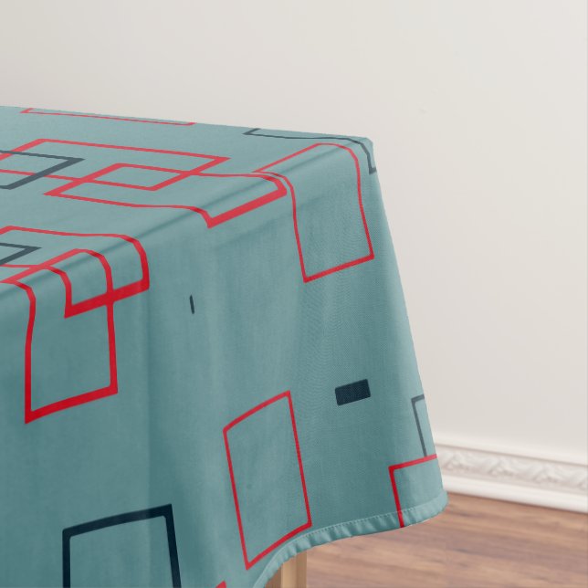 Rotes und Aquamarines Squares Delight Tischdecke (Beispiel)