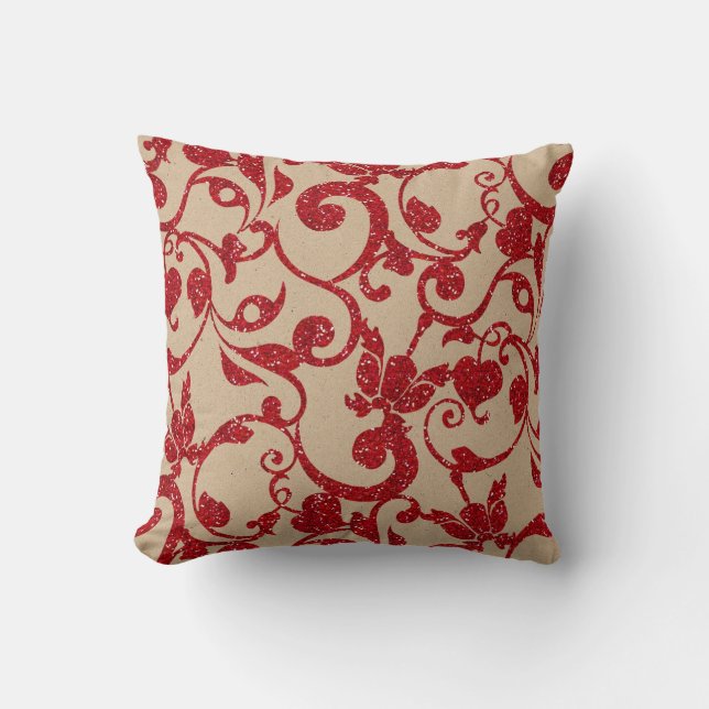 Rotes und beige Wurfs-Kissen Kissen (Vorderseite)