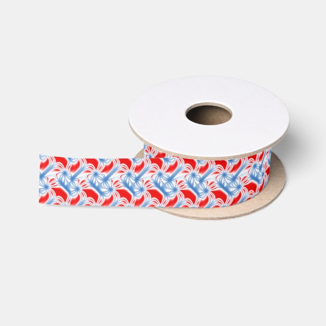 Rotes und blau gekrümmtes Fraktal Satinband (Spule)