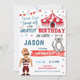 Rotes und blauer Zirkus Geburt Einladung