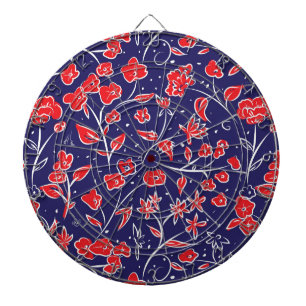 Rotes und blaues Blumenmuster Dartscheibe