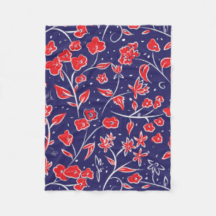 Rotes und blaues Blumenmuster Fleecedecke