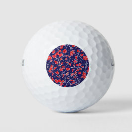 Rotes und blaues Blumenmuster Golfball