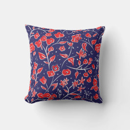 Rotes und blaues Blumenmuster Kissen