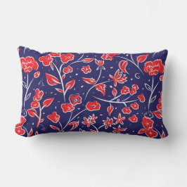 Rotes und blaues Blumenmuster Lendenkissen