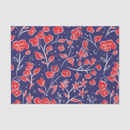 Rotes und blaues Blumenmuster Seidenpapier