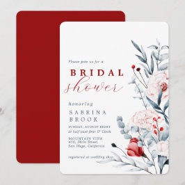 Rotes und blaues Brautparty der Blume Einladung