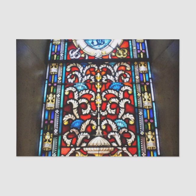 Rotes und blaues Buntglas Seidenpapier (Vorderseite)