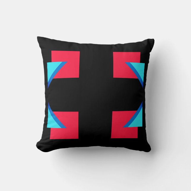 Rotes und blaues Dreieck, schwarzes Kissen (Vorderseite)