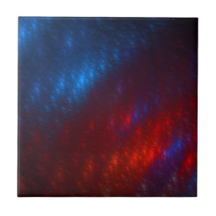 Rotes und blaues Fraktal Fliese