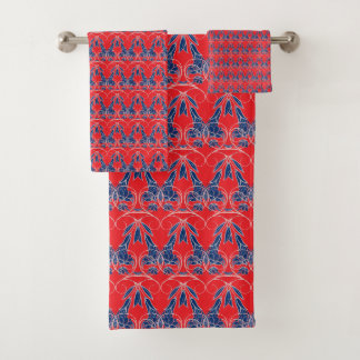 Rotes und blaues Handtuch Badhandtuch Set