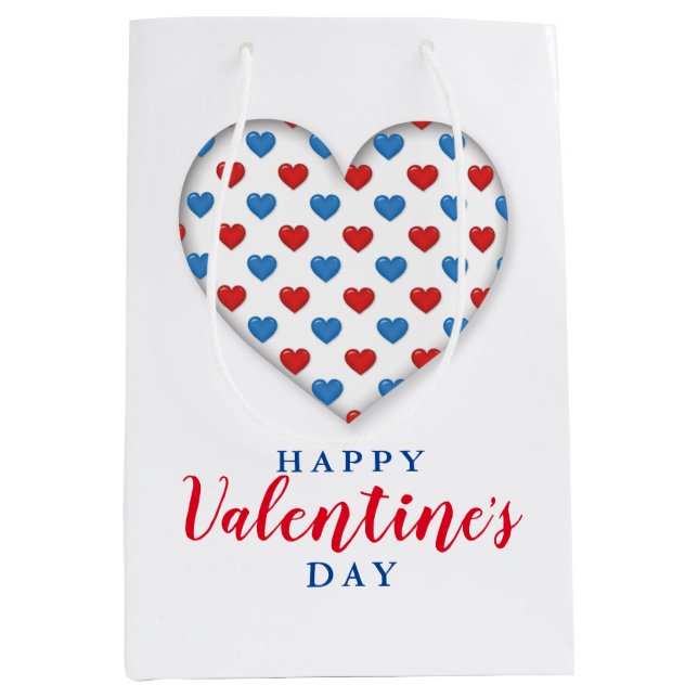 Rotes und blaues Herz Mittlere Geschenktüte (Vorderseite)