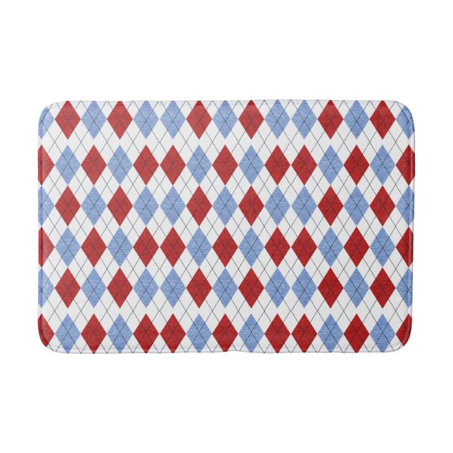 Rotes und blaues kariertes badematte (Vorderseite)