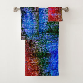 Rotes und blaues Material mit Ölfarbe Badhandtuch Set