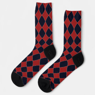 Rotes und blaues Rautenmuster Socken