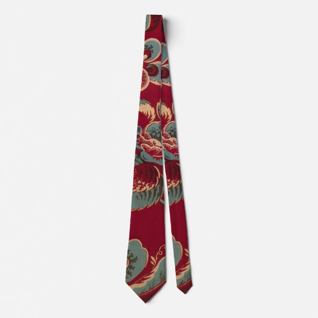 Rotes und blaues Retro-Design Krawatte (Vorderseite)