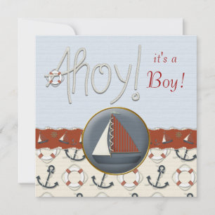 Rotes und Blaues Segelboot-Baby-Shower Einladung