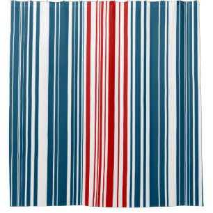 Rotes und blaues Streifenmuster Duschvorhang