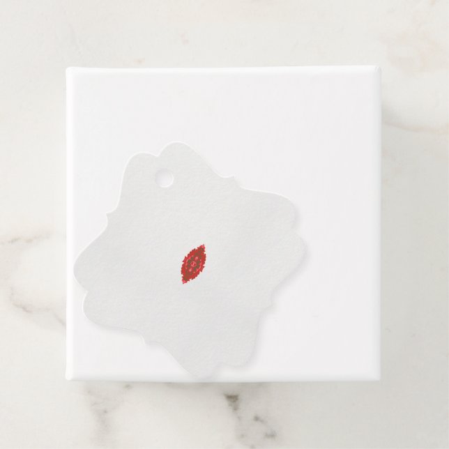 rotes und braunes Design auf weißem Hintergrund Geschenkanhänger (Beispiel)