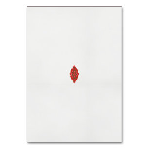 rotes und braunes Design auf weißem Hintergrund Tischnummer