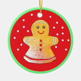 Rotes und braunes Lebkuchen Keramik Ornament