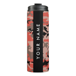Rotes und braunes Tarnmuster – Ihren Namen persona Thermosbecher
