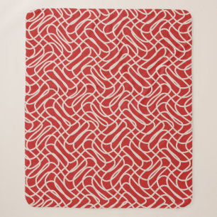 Rotes und cremefarbenes abstraktes Linienmuster Sherpadecke