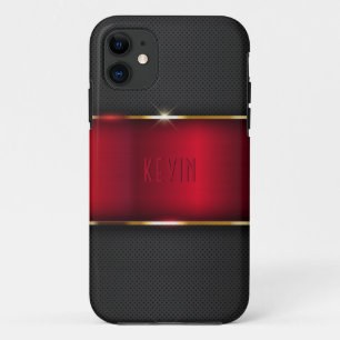Rotes und dunkelgraues falsches Metalldesign Case-Mate iPhone Hülle