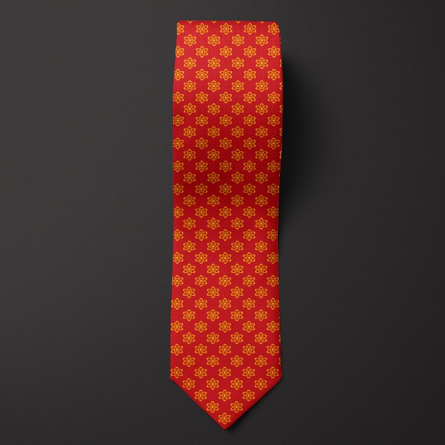 Rotes und gelbes Atom-Muster Krawatte (Von Creator hochgeladen)