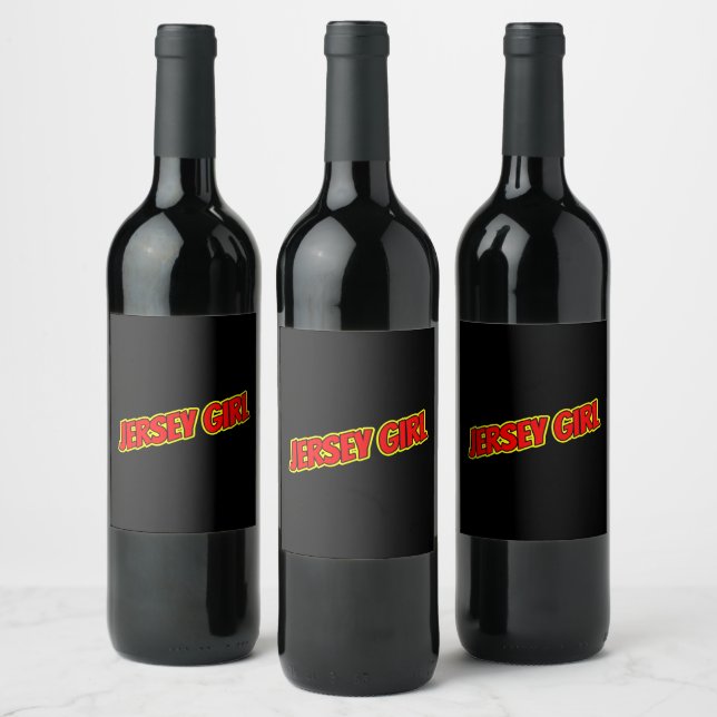 Rotes und gelbes Comic Jersey Girl Weinetikett (Flaschen)