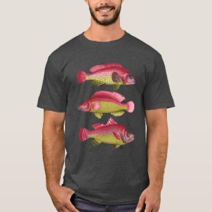 Rotes und gelbes Fantasie-Fisch-Trio T-Shirt