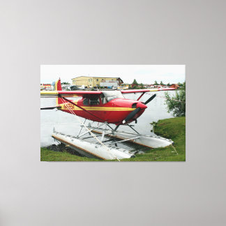 Rotes und Gelbes Flohflossen-Flugzeug, Lake Hood,  Leinwanddruck