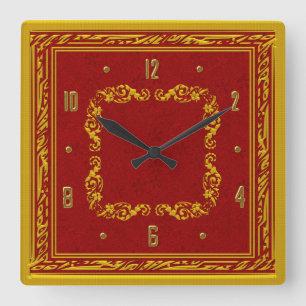 Rotes und gelbes Goldelegante Wanduhr