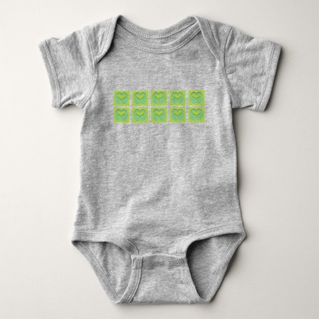 Rotes und gelbes Herz Baby Strampler (Vorderseite)