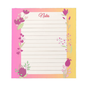Rotes und gelbes Hintergrundbild mit roten Tulpen Notizblock