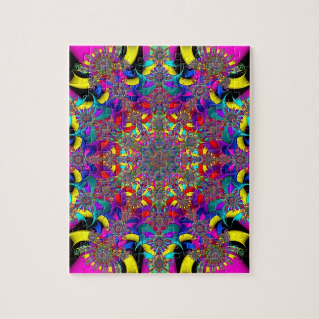 rotes und gelbes Kaleidoskop-Fraktalpuzzlespiel (Vertikal)