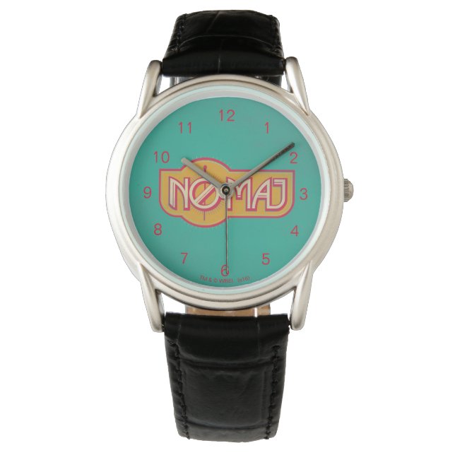 Rotes und gelbes NO-MAJ™-Abzeichen Armbanduhr (Vorderseite)