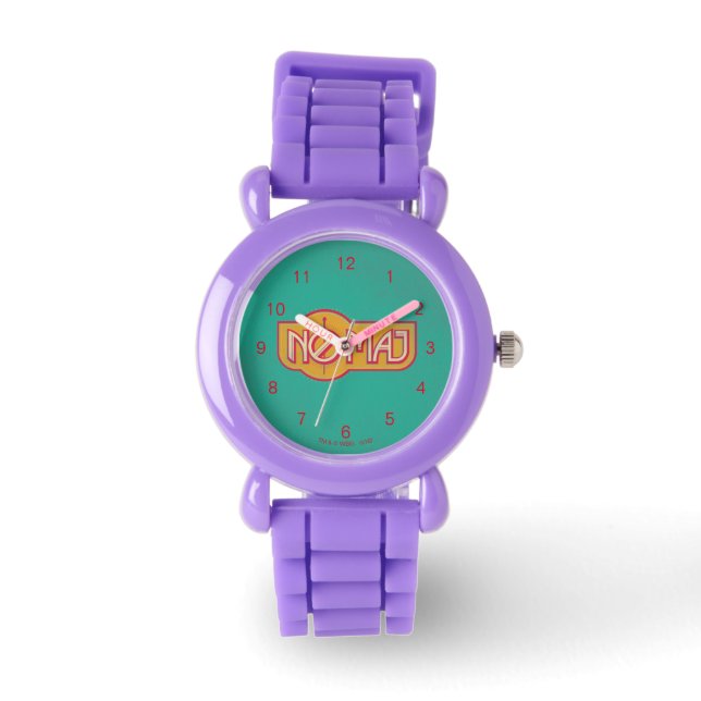 Rotes und gelbes NO-MAJ™-Abzeichen Armbanduhr (Vorderseite)