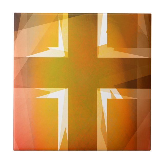 Rotes und gelbes religiöses Kreuz Fliese (Vorderseite)