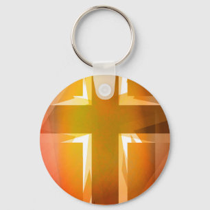 Rotes und gelbes religiöses Kreuz Schlüsselanhänger