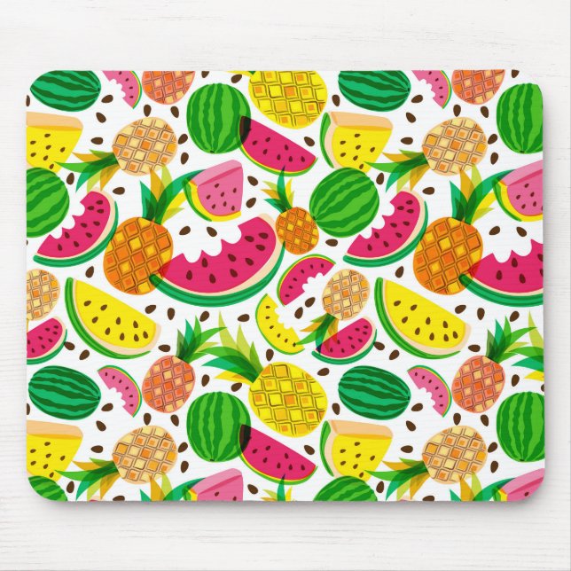 Rotes und gelbes tropisches Fruchtmuster Mousepad (Vorne)
