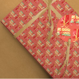 Rotes und gelbes Weihnachtsgeschenk Rotes Orangenp Geschenkpapier