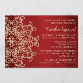 Rotes und Gold Indisches Inspiriertes Brautparty Einladung
