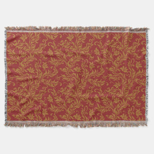 Rotes und goldenes Blumenmuster Decke
