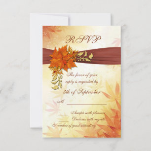 Rotes und goldenes herbstliches Blätter UAWG RSVP Karte