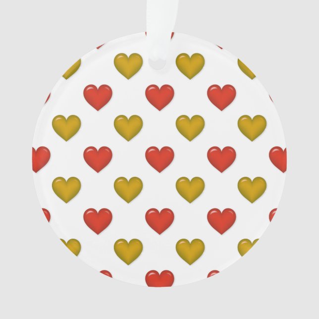 Rotes und goldenes Herzmuster Ornament (Vorderseite)